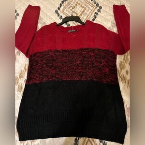 Carol Rose Knit Colorblocked Sweater, size Medium red and black. NWOT